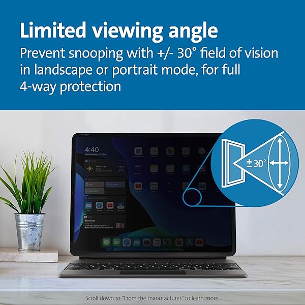 Kensington Kensington SA11 Privacy Screen for iPad Pro 11 Inch K50720WW Protects Your Privacy and Reduces Glare - View 6 of 7