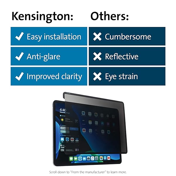 Kensington Kensington SA11 Privacy Screen for iPad Pro 11 Inch K50720WW Protects Your Privacy and Reduces Glare - View 7 of 7