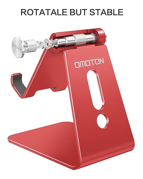 OMOTON OMOTON Adjustable Cell Phone Stand C2 Aluminum Desktop Holder for iPhone 15 14 13 Samsung Galaxy Google Pixel Android Phones Red - View 7 of 9