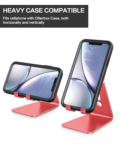 OMOTON OMOTON Adjustable Cell Phone Stand C2 Aluminum Desktop Holder for iPhone 15 14 13 Samsung Galaxy Google Pixel Android Phones Red - View 8 of 9
