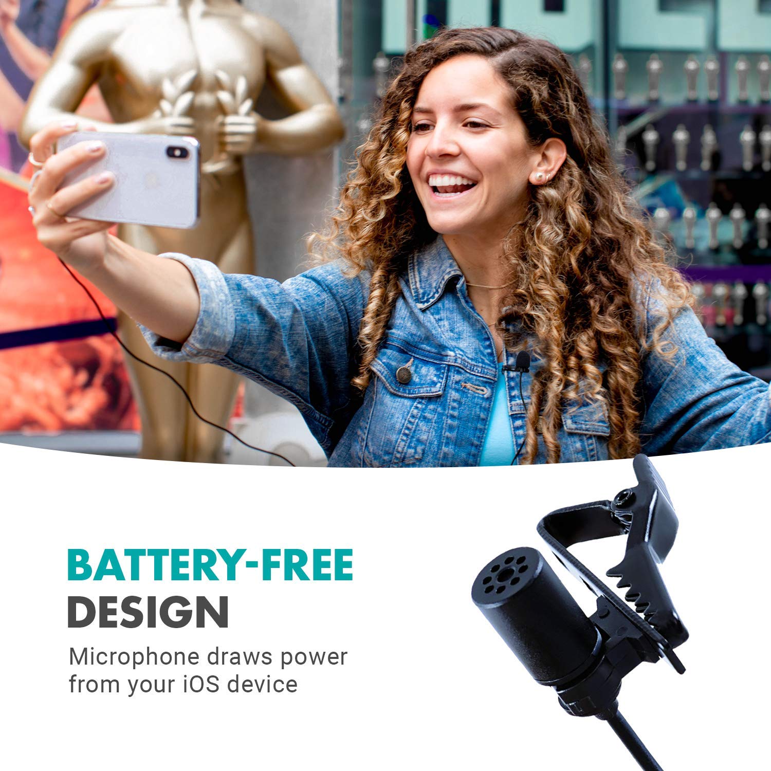 Movo Movo iLav-L Digital Lavalier Microphone with Lightning Connector for iPhone iPad iPod and iOS Devices 20 Foot Cord - View 7 of 7