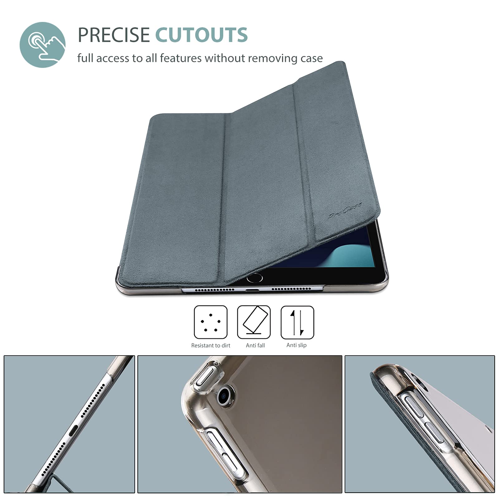 ProCase ProCase iPad 9th 8th 7th Generation Case 10.2 Inch Matte Grey Cover for 2021 2020 2019 Models - View 3 of 7