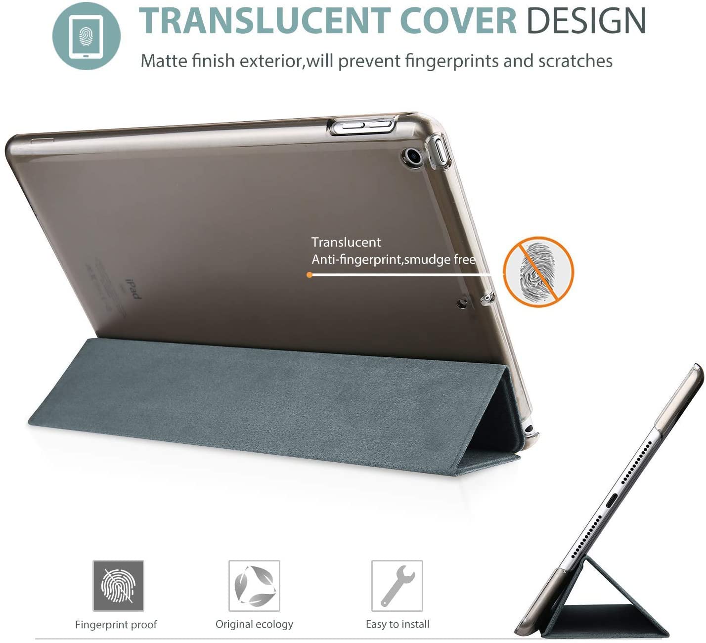 ProCase ProCase iPad 9th 8th 7th Generation Case 10.2 Inch Matte Grey Cover for 2021 2020 2019 Models - View 4 of 7