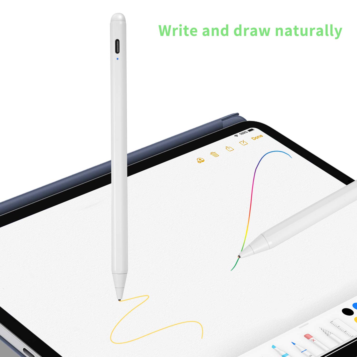Bbata Stylus Pen for OnePlus Pad Active Capacitive Digital Pencil for Note Taking and Drawing Touch Control Type C Recharge White - View 6 of 6