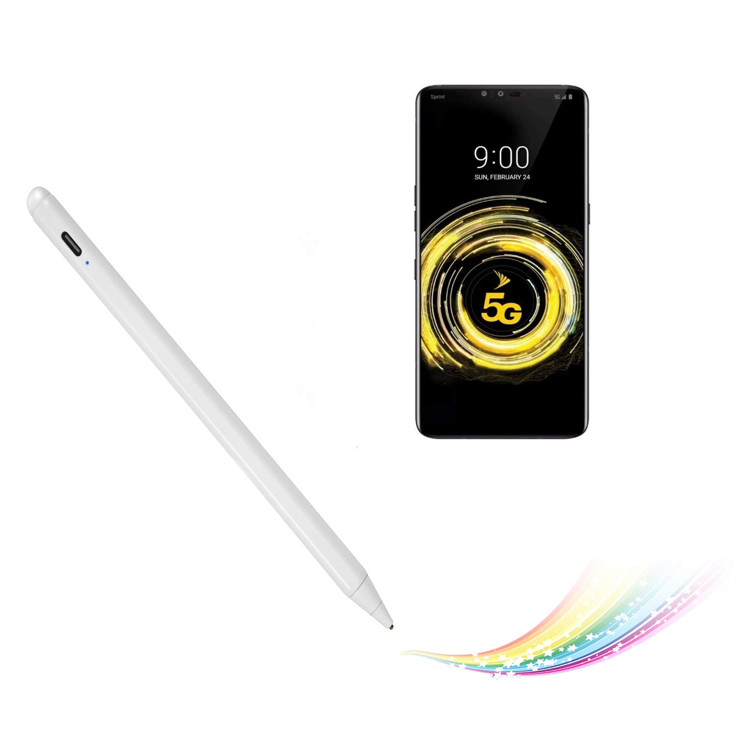 Bbata Stylus Pen for OnePlus Pad Active Capacitive Digital Pencil for Note Taking and Drawing Touch Control Type C Recharge White