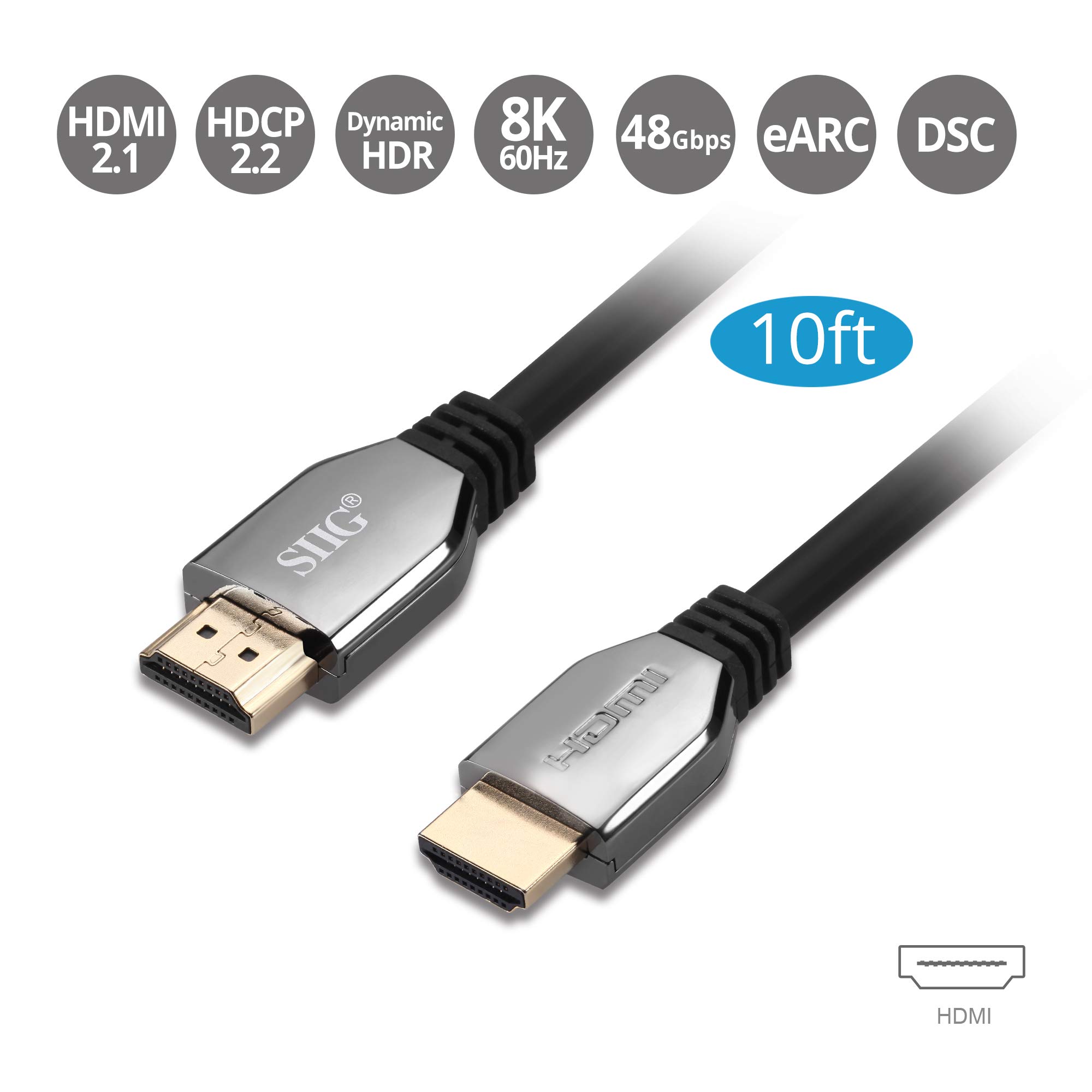 SIIG 8K Ultra High Speed HDMI Cable 10ft HDMI 2.1 48Gbps Dynamic HDR for PS5 Xbox Series X RTX 3XXX RX 6XXX Apple TV and More - View 2 of 8