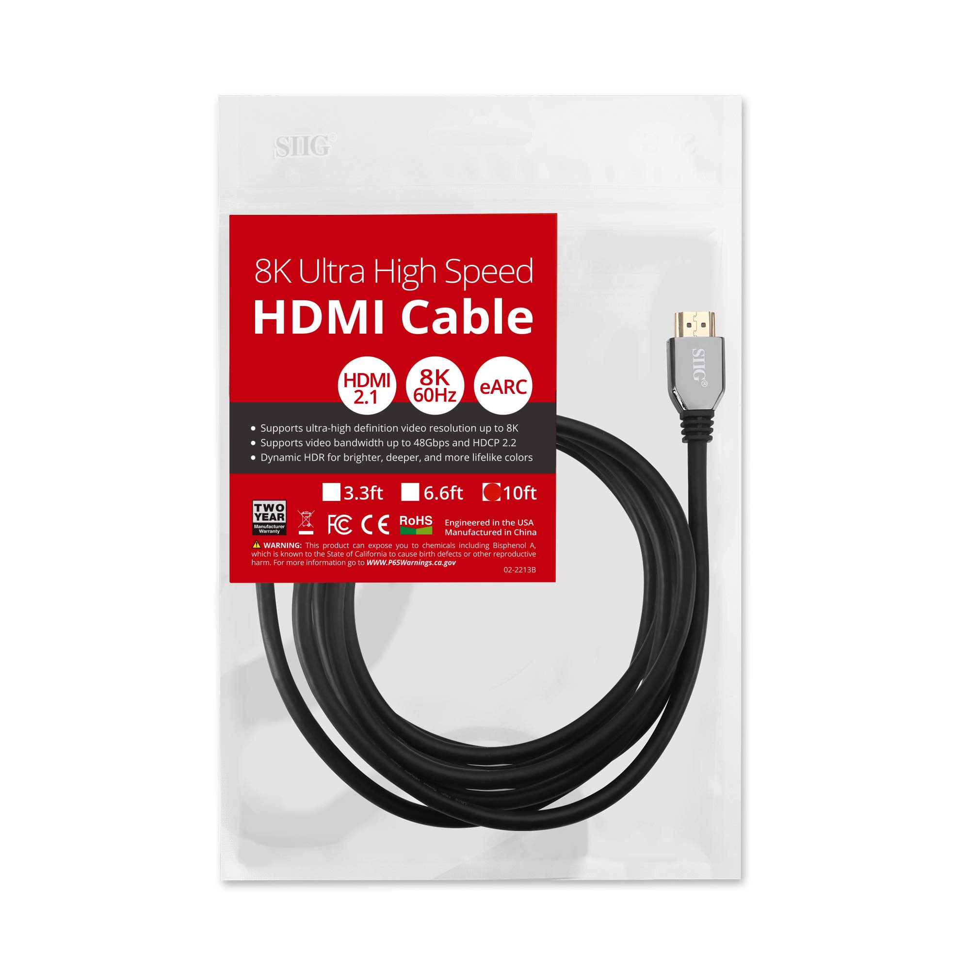 SIIG 8K Ultra High Speed HDMI Cable 10ft HDMI 2.1 48Gbps Dynamic HDR for PS5 Xbox Series X RTX 3XXX RX 6XXX Apple TV and More - View 8 of 8