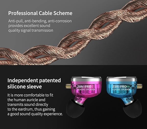 CCA KZ ZSN Pro Dual Drivers HiFi Power Bass Earbuds High Clarity Sound Wired Earphones for Audiophile Musicians - View 8 of 9