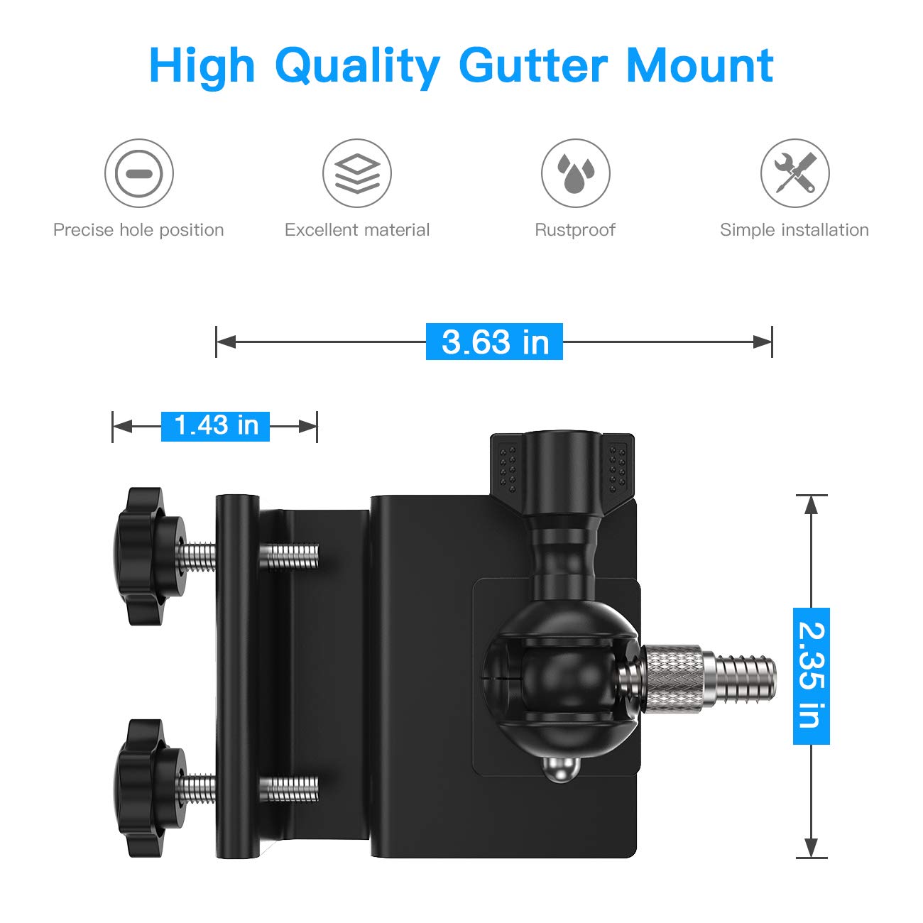 TIUIHU TIUIHU Camera Gutter Mount for eufyCam 2C E eufyCam E eufyCam 2 Outdoor Bracket Mounting Black - View 5 of 8