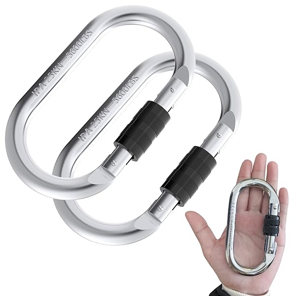 Oak-Sports Oak-Sports Heavy Duty Caribeener Clips (25kn) - Multipurpose Climbing Carabiner for Ropes, Hammocks & Rigging (2 Pack)