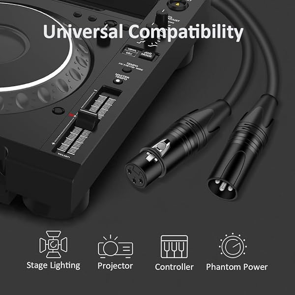 DREMAKE DREMAKE 3 Pin XLR Jack Cable Male to Female 15FT Balanced Audio Patch Cord for Microphones and Speakers Black - View 2 of 6