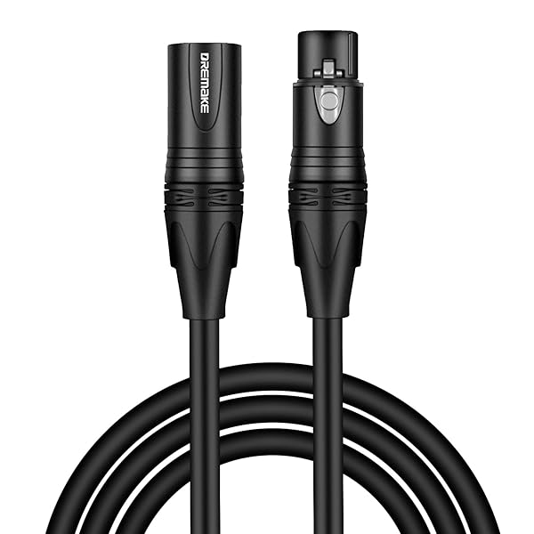 DREMAKE 3 Pin XLR Jack Cable Male to Female 15FT Balanced Audio Patch Cord for Microphones and Speakers Black