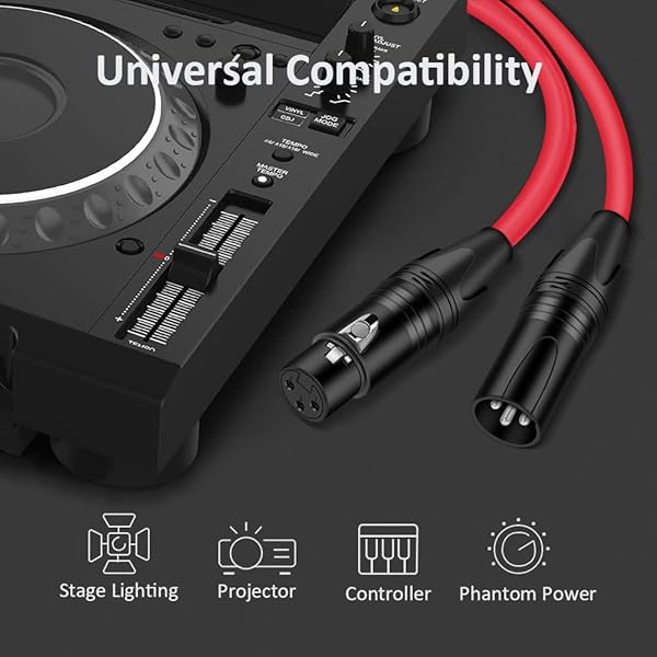 DREMAKE DREMAKE 10FT XLR Instrument Microphone Audio Extension Cord Red for High Quality Sound - View 2 of 6