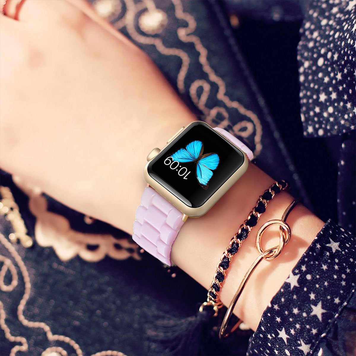 SPINYE SPINYE Colorful Resin Band for iWatch 42mm 44mm 45mm 49mm Compatible with Apple Watch Series 9 8 Ultra 7 SE 6 5 4 3 for Women and Men Pink - View 4 of 9