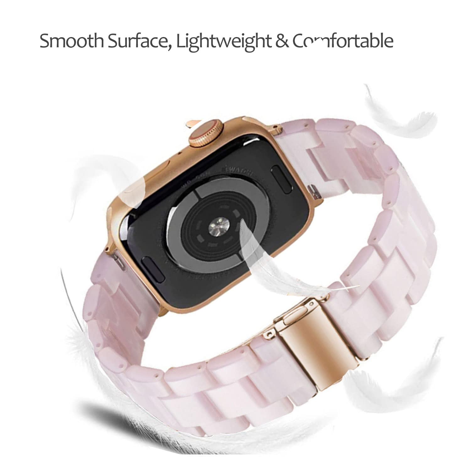 SPINYE SPINYE Colorful Resin Band for iWatch 42mm 44mm 45mm 49mm Compatible with Apple Watch Series 9 8 Ultra 7 SE 6 5 4 3 for Women and Men Pink - View 5 of 9