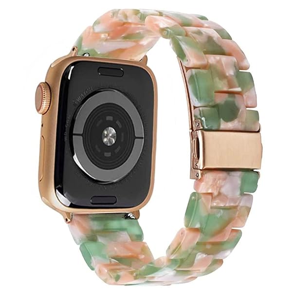 SPINYE SPINYE Colorful Resin Band for iWatch 42mm 44mm 45mm 49mm Compatible with Apple Watch Series 9 8 Ultra 7 SE 6 5 4 3 for Women Men Pink Green - View 2 of 7