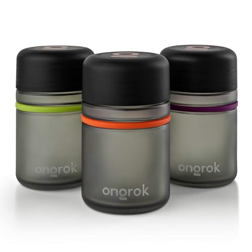 ONGROK ONGROK 180ml Glass Storage Jars - 3 Pack UV Herb/Spice Containers with Child-Resistant Lid & Air-Proof Design