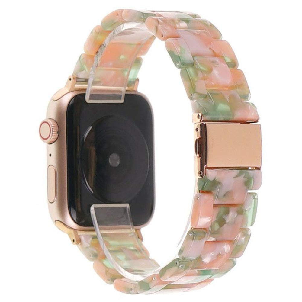 SPINYE SPINYE Colorful Resin Band for Apple Watch 38mm 40mm 41mm Compatible with Series 9 8 Ultra 7 SE 6 5 4 3 for Women and Men Pink Green - View 2 of 7
