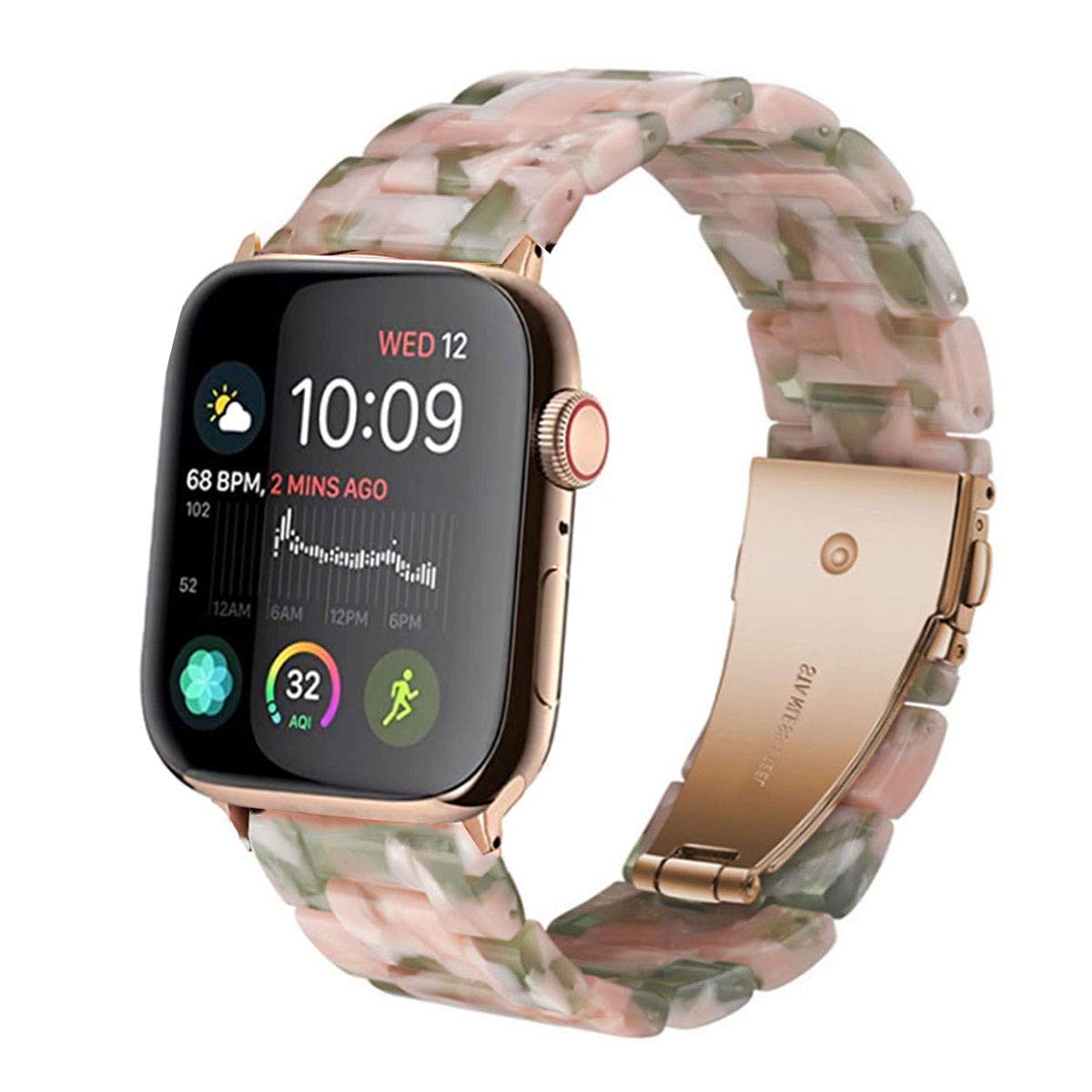 SPINYE SPINYE Colorful Resin Band for Apple Watch 38mm 40mm 41mm Compatible with Series 9 8 Ultra 7 SE 6 5 4 3 for Women and Men Pink Green