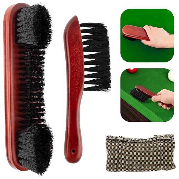 Buy AUEAR Set of 3 Billiards Pool Table Brushes & Cue Cloth Cleaner - Brown Color