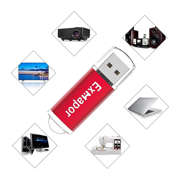 Exmapor Exmapor 32GB USB Flash Drive 10 Pack Cap Design Memory Stick Key-Chain with LED Indicator in 5 Colors Silver Green Red Blue Black - View 7 of 7