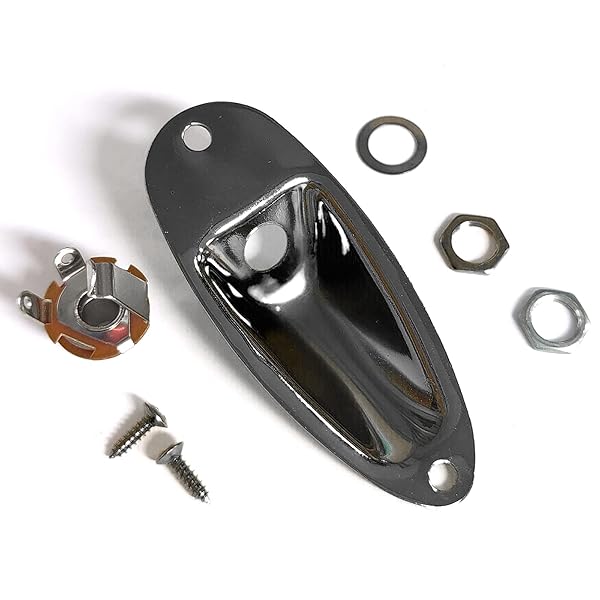 SAPHUE SAPHUE 1/4 Inch Guitar Input Jack Socket Plate for Fender Stratocaster Electric Guitar Replacement Parts Black - View 5 of 7