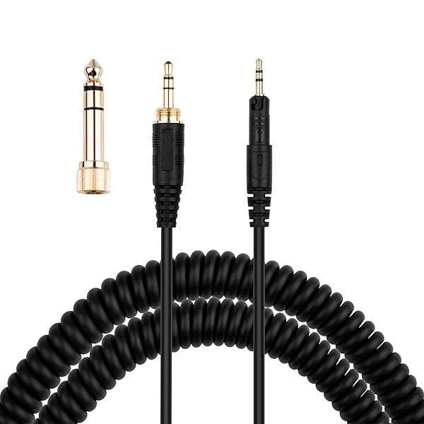 Smays Smays Coiled AUX Cable for Audio-Technica ATH-M50x, M40x, M70x - 4ft to 10ft with 1/4 Inch Adapter