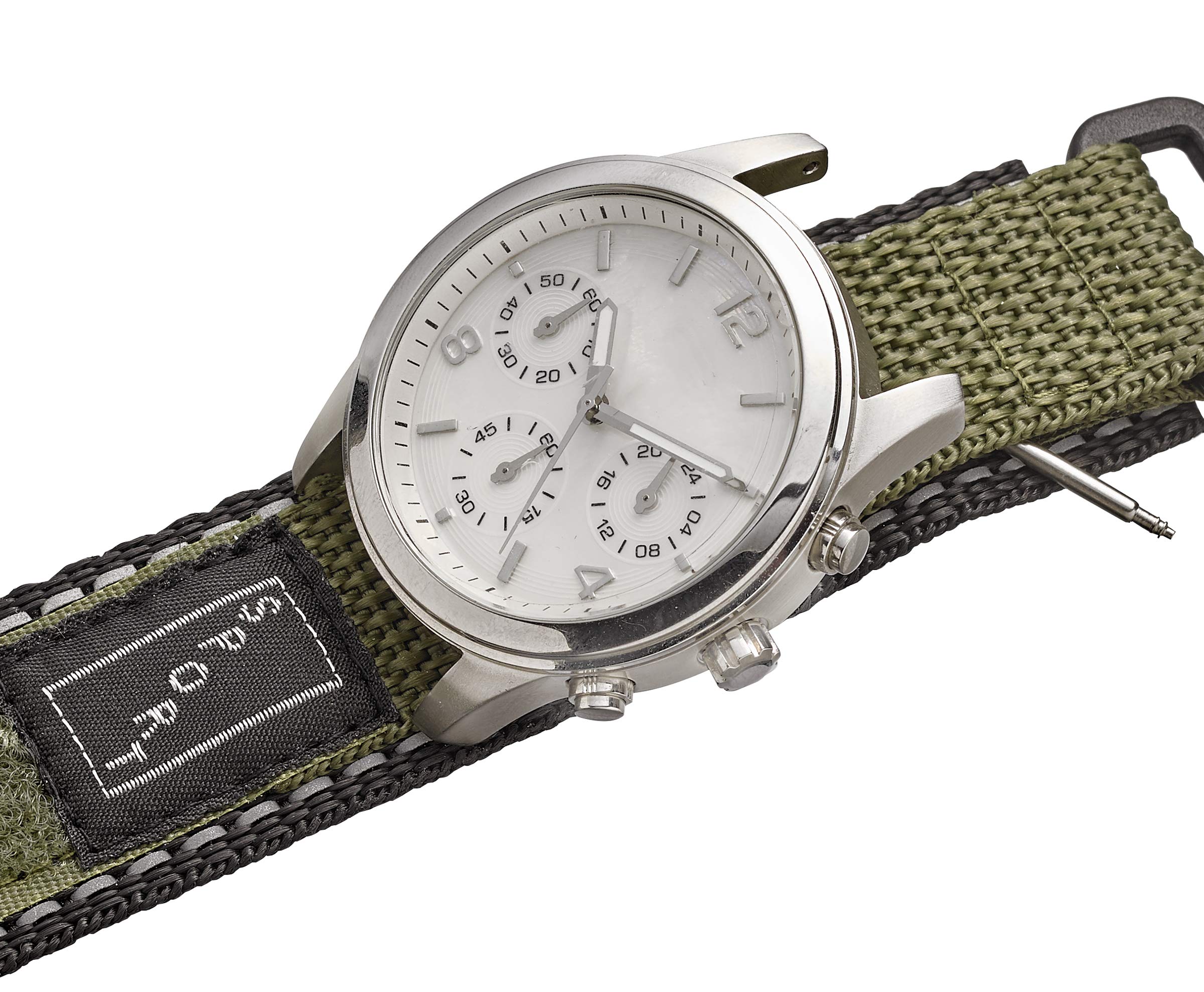 Alpine Sporty Padded Nylon Fabric Watch Band 20mm Black Green Stylish and Durable Replacement Strap - View 3 of 5