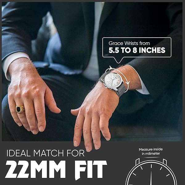 STUNNING SELECTION Alpine Sporty Nylon Watch Band Waterproof Velcro Quick Release Adjustable Lightweight 22mm Replacement Straps for Men Compatible with Watches - View 5 of 8