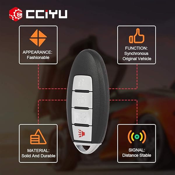 cciyu cciyu X 1 Remote UNCUT Ignition Key Fob 4 Buttons Keyless Entry for Infiniti M37 M56 QX56 QX40 FCC CWTWBIU787 285E3-1LL0D - View 4 of 7