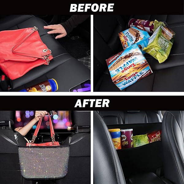 eing Car Organizers and Storage Purse Holder Seat Back Net Handbag Accessories for Women Road Trip Essentials Mom Birthday Gifts Multicolor - View 2 of 7