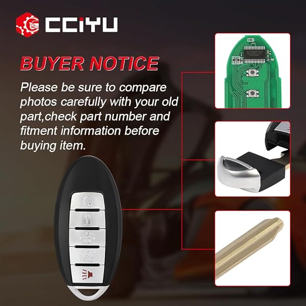 cciyu cciyu S180144308 X 1 Remote Ignition Key Fob 5 Buttons Keyless Entry 433 MHZ for Nissan Murano Pathfinder 2015 2016 2017 2018 - View 6 of 6