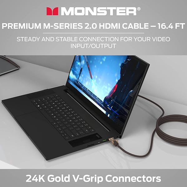Monster Monster M-Series Certified Premium HDMI Cable 2.0, Features 4K Ultra HD at 60Hz Refresh Rate, Duraflex Jacket, and Triple Layer Shielding, 25 Gbps - 16.4 ft - View 7 of 10