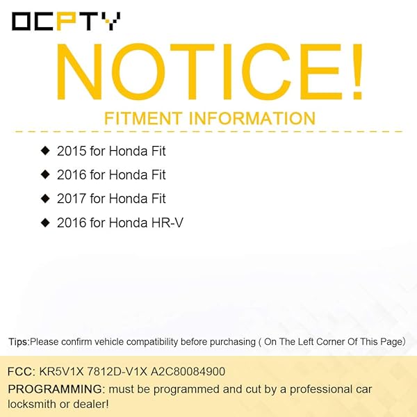 OCPTY OCPTY Flip Key Entry Remote Control Key Fob for Honda Fit 2015-2017 HR-V 2016 3 Buttons 313.8Mhz Replacement Transmitter - View 4 of 9