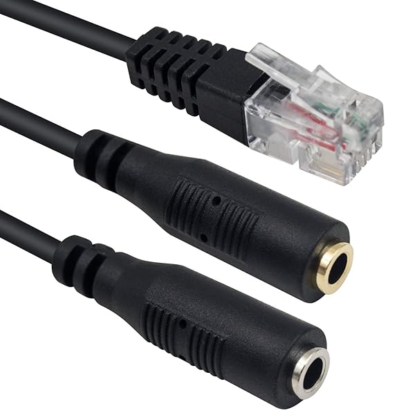 Poyiccot Poyiccot RJ9 to 3.5mm Adapter Dual Female Headphone Adapter for Telephone Audio Headset Buddy Cable for Office Use - View 3 of 6