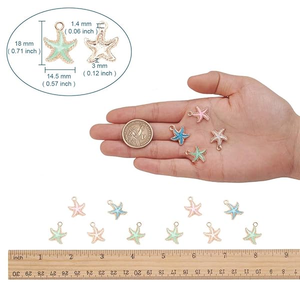 LiQunSweet LiQunSweet 50 Pcs Colorful Alloy Enamel Sea Animal Starfish Charms for Necklace and Bracelet Crafting - View 3 of 10