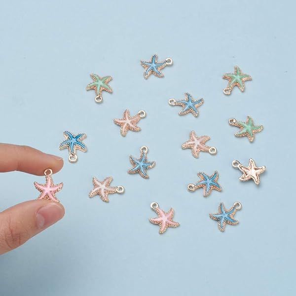 LiQunSweet LiQunSweet 50 Pcs Colorful Alloy Enamel Sea Animal Starfish Charms for Necklace and Bracelet Crafting - View 4 of 10