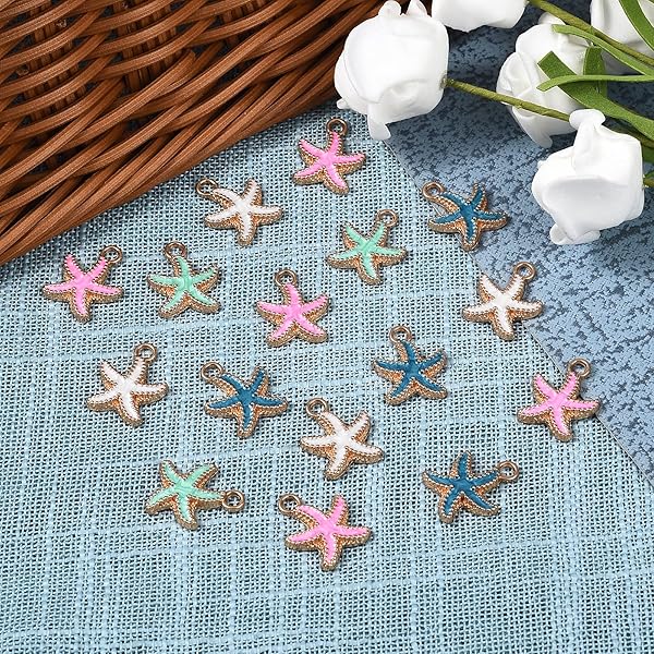 LiQunSweet LiQunSweet 50 Pcs Colorful Alloy Enamel Sea Animal Starfish Charms for Necklace and Bracelet Crafting - View 5 of 10