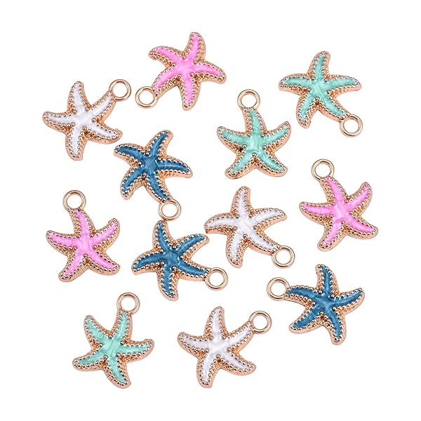 LiQunSweet LiQunSweet 50 Pcs Colorful Alloy Enamel Sea Animal Starfish Charms for Necklace and Bracelet Crafting - View 9 of 10