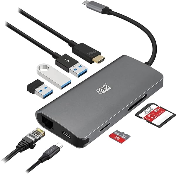 Adesso USB C Docking Station: 4K HDMI, 100W PD Charging, Ethernet & Multiport Hub for Type C Devices