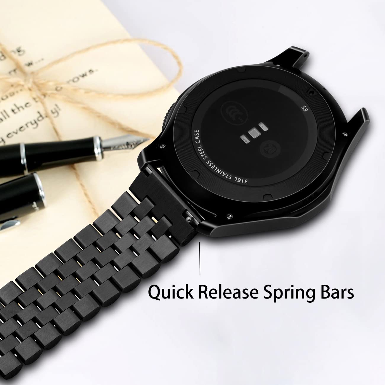 Kai Tian Kai Tian 3D Quick Release 22mm Watch Band for Samsung Galaxy Watch 46mm Gear S3 Frontier Classic Tapered Strap for Men Women Black - View 5 of 7