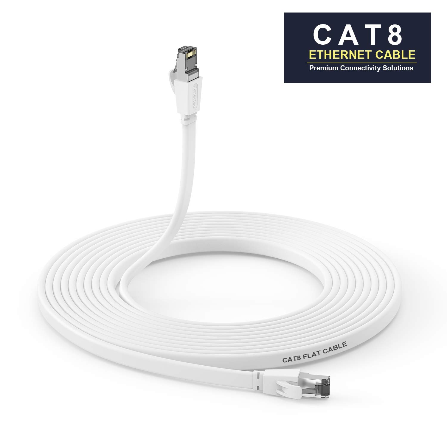 CAT8 Ethernet Cable 6ft Flat Patch Cable RJ45 Connector 25Gbps 2000MHz Gigabit LAN Cable Indoor Outdoor Compatible with Laptop Switch Router PS5 PS4 - View 6 of 6