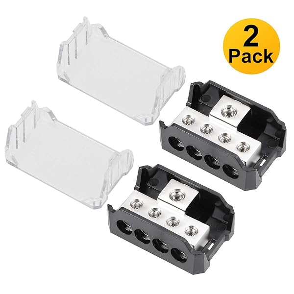 VonSom VonSom 4 Way Power Distribution Block - 1x 0/2/4 AWG In, 4x 4/8/10 Gauge Out - Car Amplifier Audio Splitter (2 Pack) - View 4 of 9
