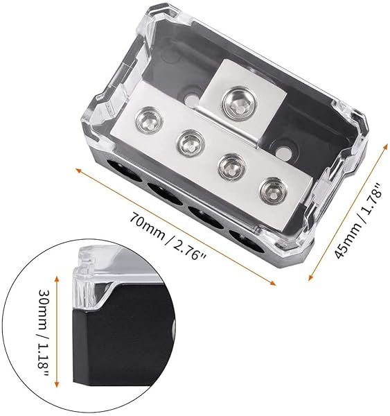 VonSom VonSom 4 Way Power Distribution Block - 1x 0/2/4 AWG In, 4x 4/8/10 Gauge Out - Car Amplifier Audio Splitter (2 Pack) - View 8 of 9