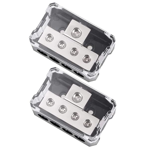 VonSom VonSom 4 Way Power Distribution Block - 1x 0/2/4 AWG In, 4x 4/8/10 Gauge Out - Car Amplifier Audio Splitter (2 Pack) - View 3 of 9