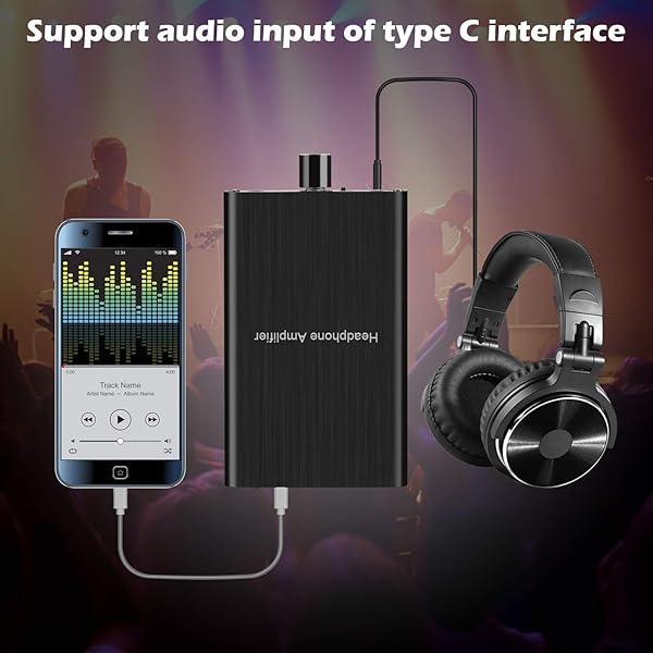 MYPIN Headphone Amplifier with Bass Boost for 3.5mm AUX and Type-C Compatible with Mac Phones iPad MP3 MP4 Xbox PS4 PS5 Controller - View 6 of 10