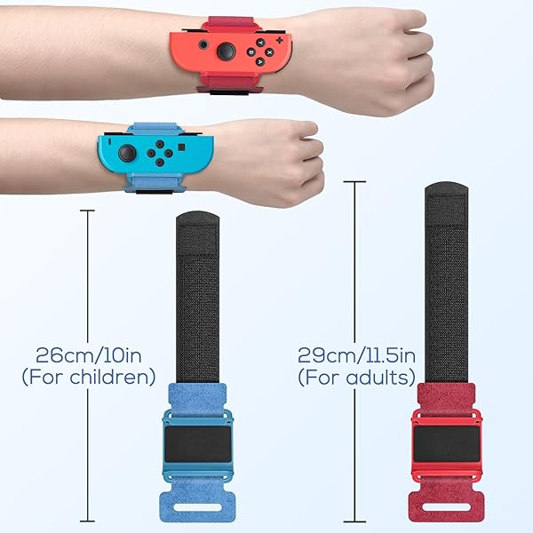 YUANHOT YUANHOT Adjustable Wrist Bands for Nintendo Switch Just Dance and Zumba 2 Pack Red Blue for Kids and Adults - View 3 of 8