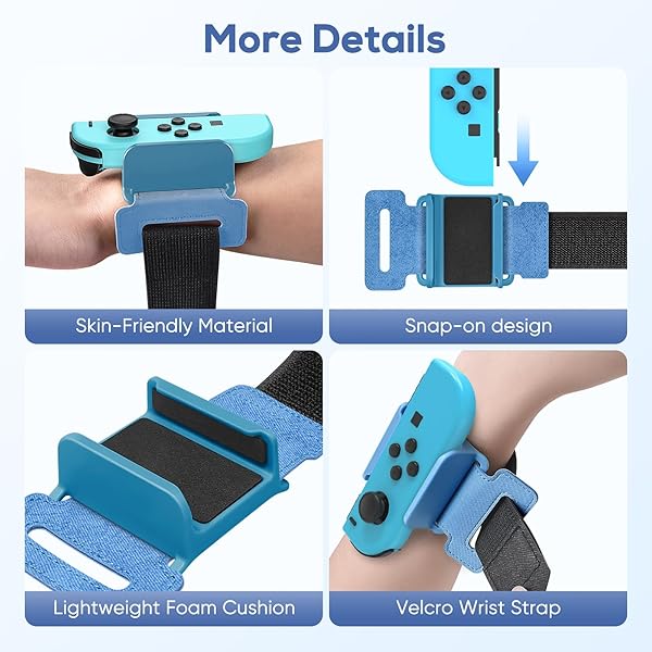 YUANHOT YUANHOT Adjustable Wrist Bands for Nintendo Switch Just Dance and Zumba 2 Pack Red Blue for Kids and Adults - View 4 of 8