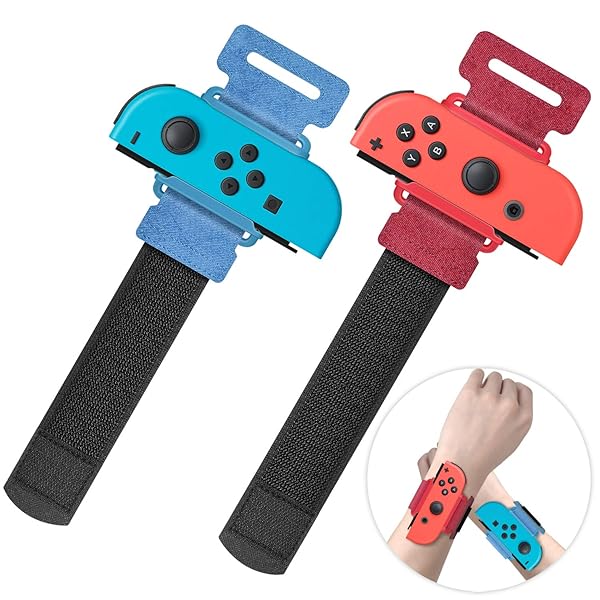 YUANHOT YUANHOT Adjustable Wrist Bands for Nintendo Switch Just Dance and Zumba 2 Pack Red Blue for Kids and Adults - View 2 of 8