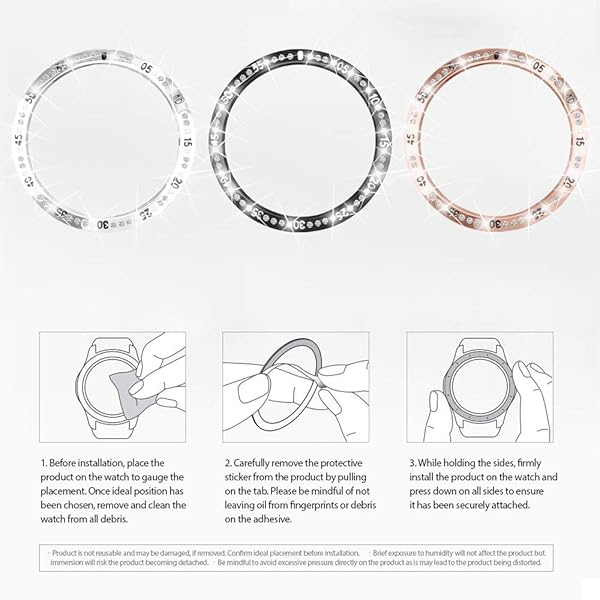 FitTurn Bling Inlay Crystal Bezel Ring for Samsung Galaxy Watch 46mm Gear S3 Frontier Classic Anti Scratch Collision Protector Loop - View 4 of 8